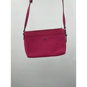 . Coach Pink Pebbled Leather Crossbody Bag Slim Zip Top Shoulder Purse